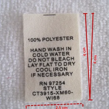 1000 ks/veľa Vlastné béžovej bavlny tlače starostlivosti štítok oblečenie značiek, umývanie štítky centrum násobne 2.5 * 8 cm