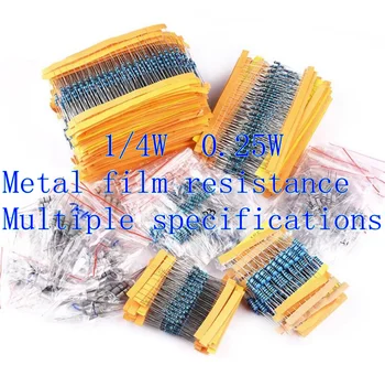 {100ks}1/4W kovové film rezistor 1 ohm/10R/100R/1K/10K/100K/1M/200R/20 K/2.2 K/3 K/2.2 R/22R/510R/5.1 K/4.7 R/4.7 K/470K/330R
