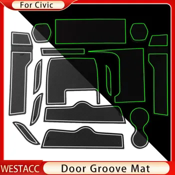 15pcs/set Dverí Groove Mat na Honda Civic 10. 10gen 2016 2017 2018 2019 2020 RHD Non-slip Dvierka Otvoru Pohára Mat Pad Vankúš