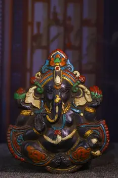 20 cm, Číny, Tibetu, Budhizmus Mosadz slon Boh bohatstva Socha Bronzová Socha Ganesha
