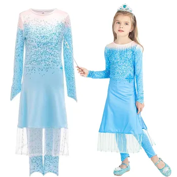 2021 Lete Dievčatá 2 Kus oblečenia Anna Kostým Princezná Šaty Deti Šaty Cosplay Snehová Kráľovná Narodeniny Parti Vestidor infantil