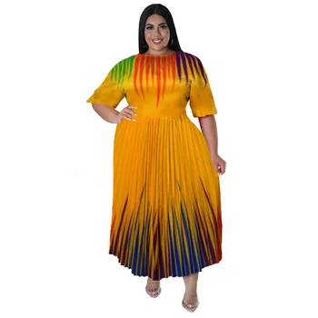 2023 Africkej Tlače Šaty pre Ženy Elegantné Letné Afriky Krátky Rukáv Polyester Skladaný Šaty Maxi Šaty Afriky Šaty