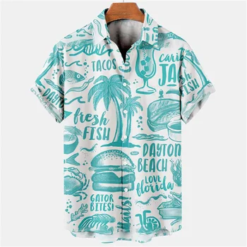 2023 Lete Mužov Havajské Košele Prímorské Oblečenie Bežné Coconut Tree Košele pánske Retro Košele Módne Voľné Krátke Rukávy 5xl