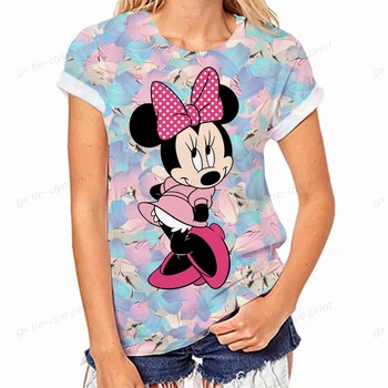 2023 nové módne Disney Mickey Mouse dámy tlačených topy dámske ležérne-krátke rukávy okrúhle krčný bežné T-shirt letné topy
