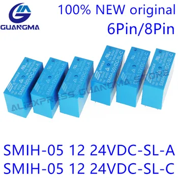 5 ks SMIH-05VDC-SL-A SMIH-12v dc-SL-A SMIH-24VDC-SL-A Relé 250V 16A 6PIN skupiny normálne otvoriť SMIH-05V 12V 24V-SL-C