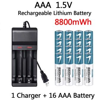 AAA Batérie 1,5 V Polymérová Nabíjateľná Lítium-iónová Batéria AAA Batérie pre diaľkové ovládanie myši Elektrické hračky s USB nabíjačky