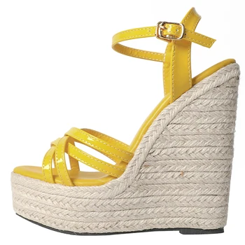 Americký pletená konopné lano dámske topánky klin platformu sandále, Topánky veľkosť jednoduché