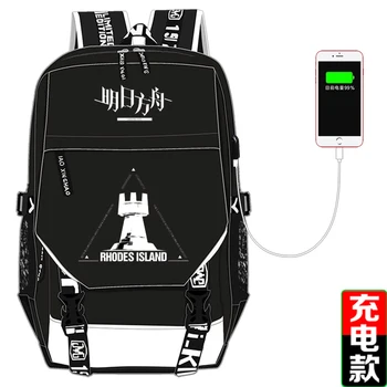 Arknights Čierny Batoh USB Port Batoh Taška Dospievajúci Študent BookBags cestovná Taška na Prenosný počítač