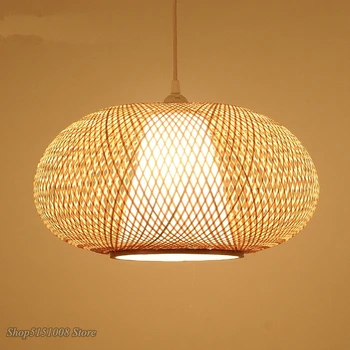 Bambusové Ratan Wicker Svietidla Prívesok Svetlá Juhovýchodnej Ázii LED Prívesok Lampa moderného Čaj izba lampa Nordic Japonský tatami lampy