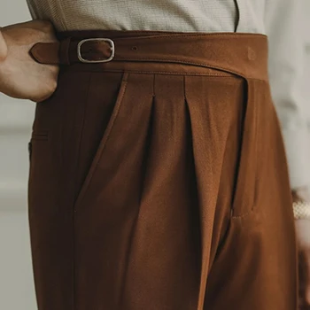Bežné vysoký v strede zúžený rovné nohavice, pánske business retro Neapol oblek nohavice taliansky Gurkha capris Prima Nahé Farba Krátke Nohavice