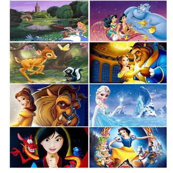 Disney Diamond Maľovanie Kreslený film Kráska A Zviera Hobby Art 5D DIY Plný Vrták Rozprávka Princezná Mozaiky Domáce Dekorácie