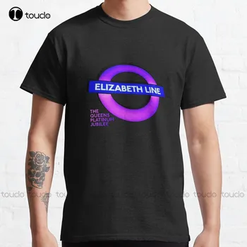 Elizabeth Line Queens Platinum Výročia Osláv Klasické T-Tričko Biele Tričko O-Krku Streetwear Nadrozmerné Muži Košele