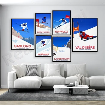Garmisch, Beaver Creek, St. Moritz Lyžiarske Preteky Plagát, Lyžiarske Stredisko Plagát, Lyžiarske, Snowboard Plátno Na Maľovanie Vintage Wall Art Print