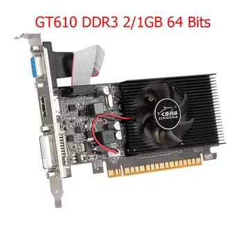 GT610 64BIT Stolnom Počítači Grafická Karta PCI-express2.0 16X 2GB DDR3 Herné Video Karty, Kompatibilný s HDMI+VGA+DVI pre PC