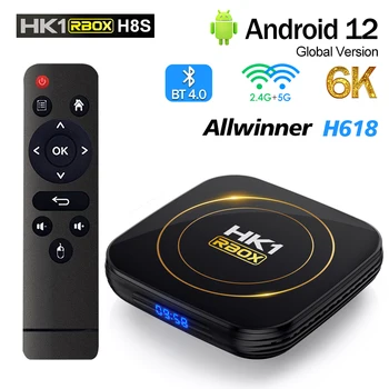 HK1 RBOX H8S Android 12 TV Box Allwinner H618 BT4.0 2G16G Media Player 2.4 G&5G Dual Wifi 6K HD 4G64GB Smart Set-Top-Box