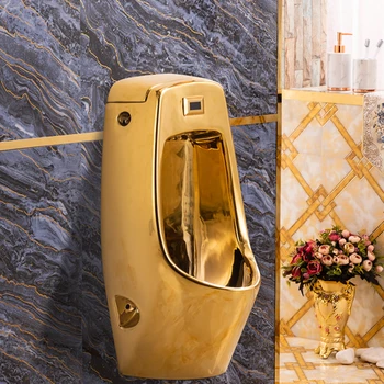 Integrované Indukčné závesné Keramické Pôdy Luxusné Zlaté Záchod Európsky Štýl Kúpeľňa Mužov Záchod