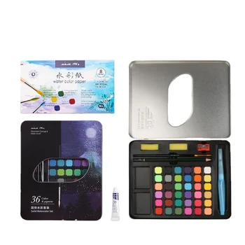 Kreatívne 36,48-farba Pevné Akvarelových farieb Tin Box Set pre Začiatočníkov, Umelecké potreby Gouache Farba
