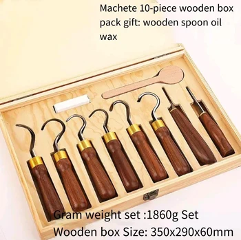 KUNLIYAOI Orechové drevo nožom 10 kusov nastaviť drevený box na mieste tesárstvo nožom