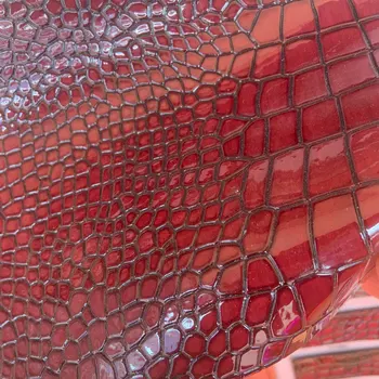 Lesklý Tvár Imitácia Krokodílej Kože Plastický Syntetické Pu Faux Kožené Materiály Textílie