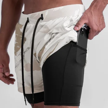 Letné pánske fitness šortky tkané rýchloschnúca priedušná Multi Vrecku ozdobná šnúrka na uniforme voľné päť miesto basketbal nohavice