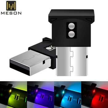 Mini USB Interiéru Vozidla Okolitého Svetla RGB LED Dekoratívne Atmosféru Svietidlá Núdzového Osvetlenia Ľahké Prenosné PC, Auto Lampa Plug Play