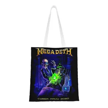 Móda Tlač Megadeths Rocková Kapela Cyber Army Tote Nákupné Tašky Opakovane Plátno Ramenný Shopper Kabelka