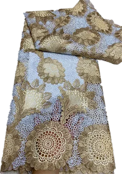 Najnovšie Guipure Kábel Nigérijský Čipky Textílie, Francúzsky Čistý, Svadobné Party Šaty, 5 Metrov/Veľa