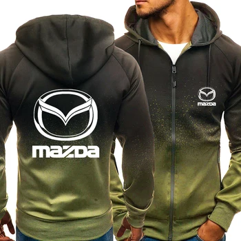 Nová Jar, Jeseň Mužov Mazda Logo Hoodies Bežné HipHop Harajuku Gradient Farbe Fleece Mikiny S Kapucňou Na Zips, Bunda