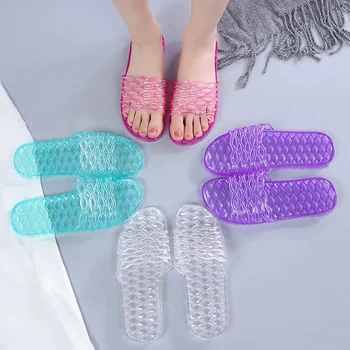 Nové Letné dámske Papuče Non-slip Transparentné Ženy Pláži Papuče PVC Candy Farebné Plastové Listov Kúpeľňa Domov Flip Flops