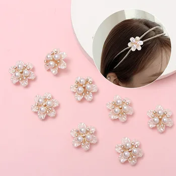 Nový 5 ks Pearl Flower Tvarované Drahokamu Tlačidlo Módy Crystal sponky do vlasov Dekor HOBBY Ručné Remeslá Dekor Oblečenie, Šitie Príslušenstvo