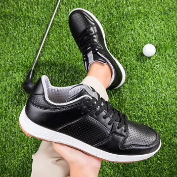 Nový Trend Golf Školenia Muž Non-Slip Atletický Mužov Topánky Značky Dizajnér Golfové Topánky pre Ženy, Čierne Biele Kožené Golfové Tenisky