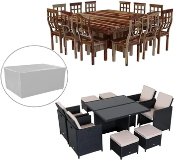Nábytok kryt 210D striebro outdoor záhrada nepremokavé nádvorie stôl a stoličky protiprachový kryt kombinácia stôl a stoličky kryt