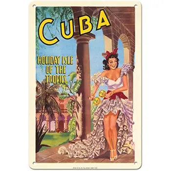 Ostrov Umenia Kuba Dovolenka Ostrov Trópoch Kubánskeho Tanečníka s Maracas Vintage Cestovné Plagát 1949 8in X 12in Vintage Kovové Prihlásiť