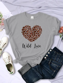 Pozrite Sa Nazýva Wild Love Print T Shirt Pre Ženy Ulici Osobnosti Bežné Tee Oblečenie Hip Hop Móda Žena Krátky Rukáv