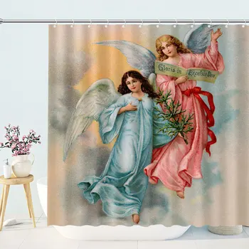 Vianočný Anjel Sprchový Záves - Home Kúpeľňa Nepremokavé Dekoratívne