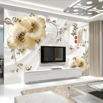 Vlastné tapetu 3d photo nástenná maľba luxusné abstraktných de parede domov a 3D diamond kvetinové šperky, TV joj, papier peint tapety