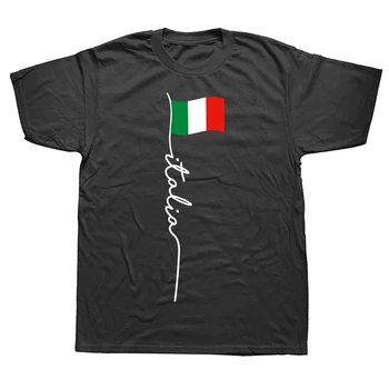 Vtipné Taliansko Podpis Vlajka Pól talianskej Vlajky, T Košele Grafické Bavlna Streetwear Krátky Rukáv Narodeninám Letné Štýl T-shirt
