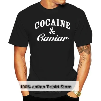 zábavné tričká COCAIN A KAVIÁR Čierny mužov tričko Letné topy Bežné tees Fashion t-shirt plus veľkosť
