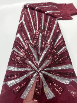 Červené víno Čipky Textílie 2023 kvalitné Afriky 3D sequin francúzskej čipky a tylu textílie Švajčiarskej čipky Nigérijský oka textílie odevy