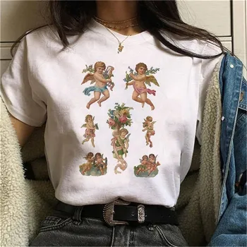 Ženské Baby Angel Tlač Topy Letné Tričko Harajuku Streetwear Krátky Rukáv T Shirt