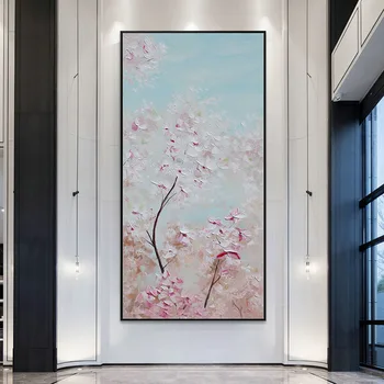 100% Ručne Maľovaných Olejomalieb Ružová Krajiny Nôž Kvet Abstraktné Wall Art Plátno Obývacia Izba Dekor Veľké Veľkosti Frameless